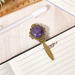 Natural Amethyst & Alloy Bookmarks&nbsp;OFST-WH20002-01D