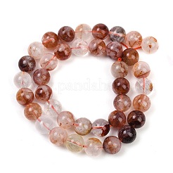 Natural Hematoid Quartz/Ferruginous Quartz Beads Strands&nbsp;G-U026-A09-10mm