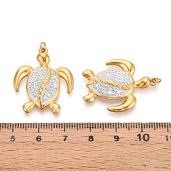 Ion Plating(IP) 304 Stainless Steel Polymer Clay Rhinestone Pendants&nbsp;STAS-N115-17G