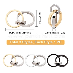 3Pcs 3 Color 304 Stainless Steel Interlocking Ring Pendants&nbsp;STAS-UN0032-56