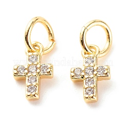 Brass Micro Pave Clear Cubic Zirconia Pendants&nbsp;X-ZIRC-P094-18G-RS