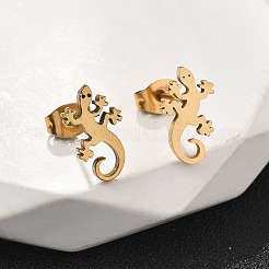 Gecko 201 Stainless Steel Pendant Necklaces & Stud Earrings Sets for Women&nbsp;SJEW-Q025-07G