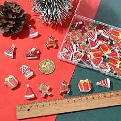 42Pcs 7 Styles Christmas Printed Schima Wood Beads&nbsp;WOOD-FS0002-49