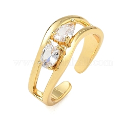 304 Stainless Steel Pave Cubic Zirconia Cuff Open Rings&nbsp;CU-CBA46D5-06G