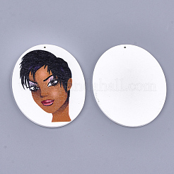 Printed Wooden Big Pendants&nbsp;WOOD-S050-10P