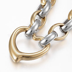 Two Tone 201 Stainless Link Steel Bracelets&nbsp;X-BJEW-F292-06GP