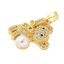 Brass Micro Pave Clear Cubic Zirconia Pendants&nbsp;KK-S507-02G