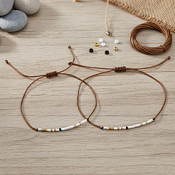 2Pcs Adjustable Glass Seed Bead Bracelets&nbsp;UW8577-1