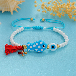 Cotton Tassel & 304 Stainless Steel Charm Bracelets&nbsp;AF1826