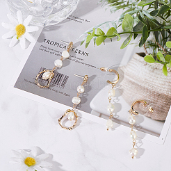 2 Pairs 2 Style Natural Pearl Beaded Dangle Stud Earrings&nbsp;EJEW-AN0002-66
