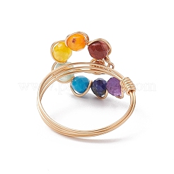 Natural & Synthetic Mixed Gemstone Teardrop Finger Ring&nbsp;RJEW-JR00652