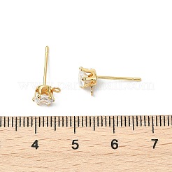 SHEGRACE Brass Clear Cubic Zirconia Flat Round Stud Earring Findings&nbsp;XGR0102G-117G