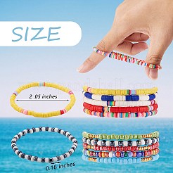 10Pcs 10 Style Handmade Polymer Clay Heishi Surfer Stretch Bracelets Set&nbsp;BJEW-SW00048