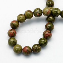 Natural Unakite Round Beads Strands&nbsp;G-S175-4mm