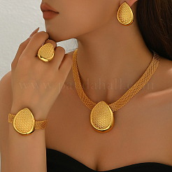 Alloy Teardrop Bracelets & Earrings & Necklaces & Rings Sets for Women&nbsp;JF6681