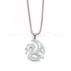 Alloy Resin Luminous Dragon Pendant 201 Stainless Steel Box Chain Necklaces&nbsp;FS-WG868F4-01