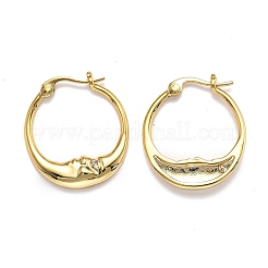 Brass Micro Pave Clear Cubic Zirconia Hoop Earrings&nbsp;EJEW-B006-01G
