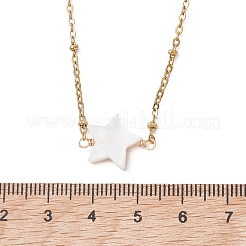 2Pcs 2 Styles Natural Freshwater Shell Moon Star Pendant 304 Stainless Steel Satellite Chain Necklaces&nbsp;NJEW-JN05984