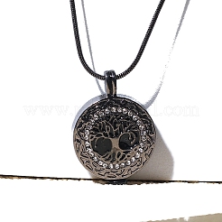 Alloy Tree of Life Urn Ashes Pendant Round Snake Chain Necklaces for Women Men&nbsp;PW-WG68F6E-01