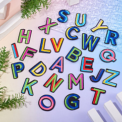 26Pcs Letter A~Z Two Tone Computerized Embroidery Cloth Iron on/Sew on Patches&nbsp;PATC-TA0001-47