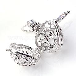 Rack Plating Brass Cage Pendants&nbsp;KK-S751-060P