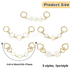 5Pcs 5 Styles Alloy White Enamel Bag Extension Chains&nbsp;FIND-CJ0004-46