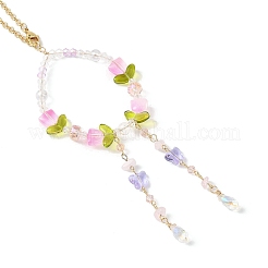 Electroplate Glass & Natural Rose Quartz Pendant Decorations&nbsp;HJEW-JM04550
