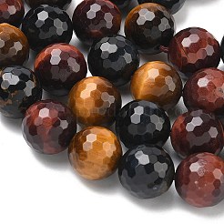 Three-Color Natural Tiger Eye Beads Strands&nbsp;G-L642-F08-14mm