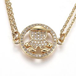 Brass Micro Pave Clear Cubic Zirconia Link Bracelets&nbsp;BJEW-Z003-05G