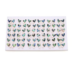 Heart Brass Natural Pearl Stud Earrings&nbsp;PEAR-N017-07D