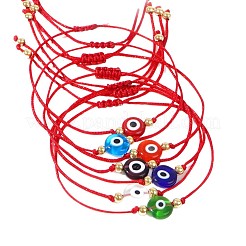 7Pcs Adjustable Glass & Brass Beads Braided Bead Bracelets&nbsp;TW6969