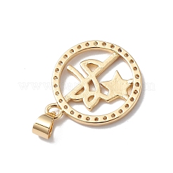 Rack Plating Brass Micro Pave Clear Cubic Zirconia Pendants&nbsp;KK-H434-40G