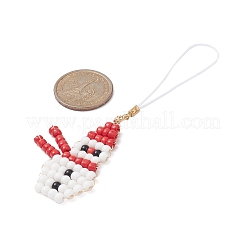 Christmas Glass Seed Beaded Pendant Decorations&nbsp;HJEW-TA00013-02