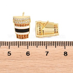 Brass Micro Pave Cubic Zirconia Stud Earrings&nbsp;EJEW-G471-37G-01