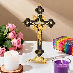 Religion Alloy Enamel Crucifix Cross Statue Display Decorations&nbsp;DJEW-WH0043-105B