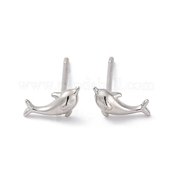 925 Sterling Silver Dolphin Stud Earrings&nbsp;EJEW-R015-01P