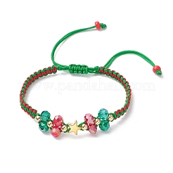 Christmas Electroplate Glass Braided Bead Bracelets for Men Women&nbsp;BJEW-MZ00205