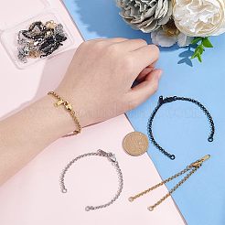 9Pcs 3 Colors Half Finished 304 Stainless Steel Rolo Chain Connector Bracelets Making&nbsp;STAS-UN0038-86