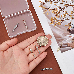 6Pcs 3 Colors Brass Micro Pave Clear Cubic Zirconia Connector Charms&nbsp;ZIRC-BC0001-16