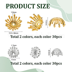 120Pcs 4 Styles Alloy Bead Caps&nbsp;FIND-PH0028-64