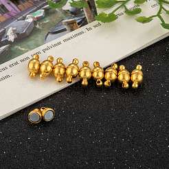 Round Brass Magnetic Clasps with Loops&nbsp;KK-D331-G-NF