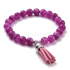 Dyed Natural Chalcedony Round Beads Stretch Bracelets Set for Girl Women&nbsp;BJEW-JB07058