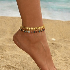 Fashionable Brass Colorful Evil Eye Tassel Anklets for Women&nbsp;NW2668
