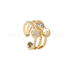 Brass Micro Pave Cubic Zirconia Cuff Open Rings for Women&nbsp;WG4C8CC-02