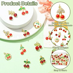 12Pcs 12 Styles Brass Micro Pave Cubic Zirconia Pendants&nbsp;KK-CJ0004-30