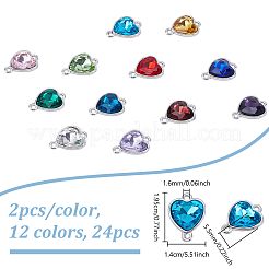 24Pcs 12 Colors Zinc Alloy Pave Rhinestone Connector Charms&nbsp;RGLA-UN0001-02