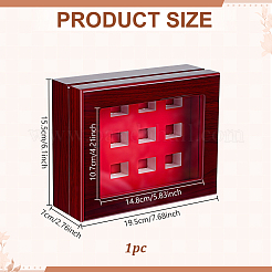 12-Slot Wooden Champion Rings Storage Boxes with Clear Acrylic Window Lid&nbsp;CON-WH0089-287
