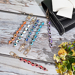6Pcs 6 Colors Evil Eye Resin Round Tassel Pendant Decorations&nbsp;KEYC-WR0001-22