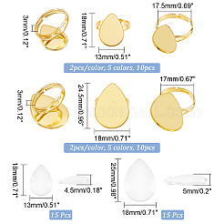 DIY Adjustable Ring with Teardrop Dome Making Kit&nbsp;KK-CA0003-36