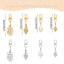 8Pcs 8 Styles 304 Stainless Steel Empty Stone Holder Chain Pouch Pendant Decorations&nbsp;HJEW-AN0001-04